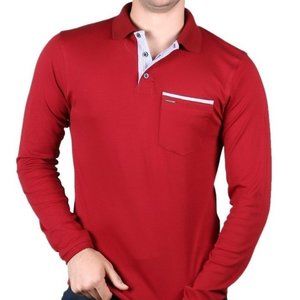 New Soft Cotton Men’s Long Sleeve Polo Shirts– -Made in Usa . .M_L_XL